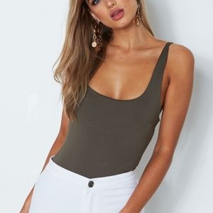 White Fox Boutique Game On Bodysuit Khaki Green